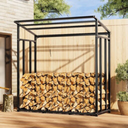Metal Firewood Log Holder Rack Outdoor Wood Store Storage Shed Waterproof Cover - thumbnail 3