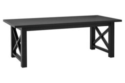 Orsina Oak Wood Black Dining Table, Sleek Small Dining Table, Slim Line Detailed Kitchen Table For Livingroom - thumbnail 4