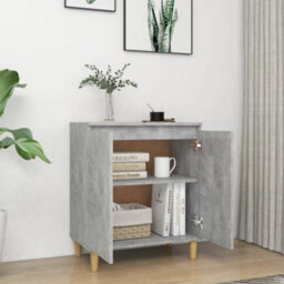 Berkfield Sturdy Sideboard&solid Wood Legs Concrete Grey 60X35X70 Cm Engineered Wood - thumbnail 3