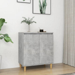 Berkfield Sturdy Sideboard&solid Wood Legs Concrete Grey 60X35X70 Cm Engineered Wood - thumbnail 2
