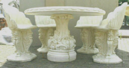 White Stone Garden Table And Stone Garden Chairs - Set - thumbnail 4