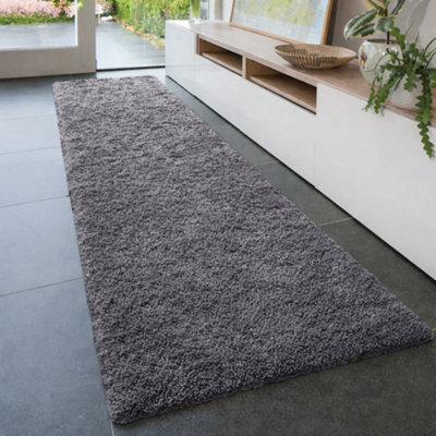 Aspire Homeware Non-Slip Grey Shaggy Rug Soft Fluffy Washable, Medium Hallways Runner, (L)150Cm X (W)80Cm - image 1