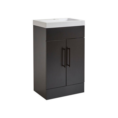 Homestylestore 502mm Black Grey Floorstanding Bathroom Vanity Unit And Black T Bar Handle - image 1