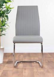 Furniturebox Uk Palma Beige Stone Effect Round Dining Table & 4 Grey Lorenzo Chairs - thumbnail 9