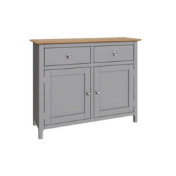 FWSTYLE 2 Door 2 Drawer Oak Sideboard Ready Assembled Grey - thumbnail 7