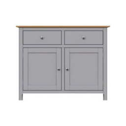 FWSTYLE 2 Door 2 Drawer Oak Sideboard Ready Assembled Grey - thumbnail 6