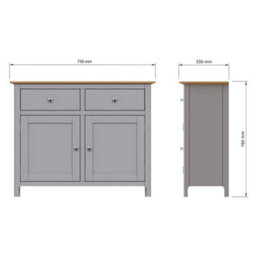 FWSTYLE 2 Door 2 Drawer Oak Sideboard Ready Assembled Grey - thumbnail 9