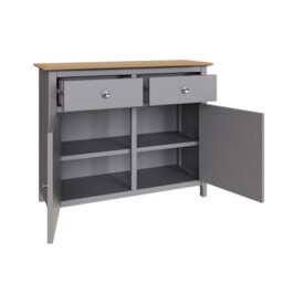 FWSTYLE 2 Door 2 Drawer Oak Sideboard Ready Assembled Grey - thumbnail 8