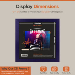 "12X12""  Purple Modern Vinyl Record Frame For 12 Inch Lp Album Covers - Elegant Wall Display - Ak Frames" - thumbnail 2