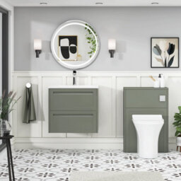 Royal Bathrooms Elmore 600mm Traditional Wall Hung 2 Drawer Bathroom Vanity Unit Cabinet With Matt Stone Basin Sink - Matt Green - thumbnail 4