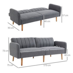 Homcom 3 Seater Linen Sofa Bed With Adjustable Backrest For Living Room - thumbnail 3