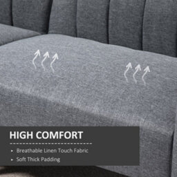Homcom 3 Seater Linen Sofa Bed With Adjustable Backrest For Living Room - thumbnail 4