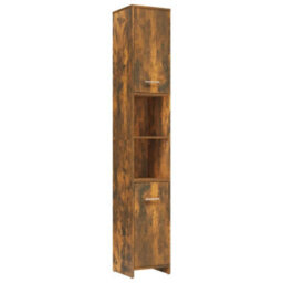 Berkfield Bathroom Cabinet Smoked Oak 30X30X183.5 Cm Engineered Wood - thumbnail 2