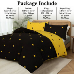 Aspire Homeware Printed Microfiber Duvet Cover Set, Black & Yellow Dotted Reversible, Single, (L)200Cm X (W)135Cm - thumbnail 6