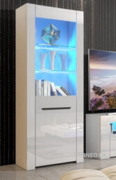 Furneo High Gloss & Matt White Display Cabinet Cupboard Milano 09 Blue Led Lights - thumbnail 1
