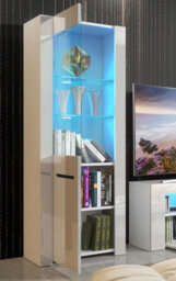 Furneo High Gloss & Matt White Display Cabinet Cupboard Milano 09 Blue Led Lights - thumbnail 2