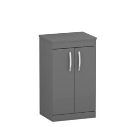 Royal Bathrooms Turin 500mm Indigo Grey Gloss Floor Standing Worktop Vanity Unit - 2 Doors - thumbnail 4