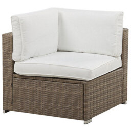 Beliani Garden Corner Sofa With Table 6 Seater Belvedere Pe Rattan White - thumbnail 7