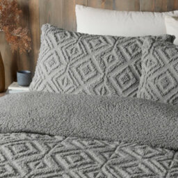 Fusion Romo Grey Fleece & Sherpa Duvet Cover Set - thumbnail 2