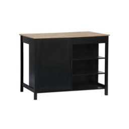 Sweeek - 3 In 1 Kitchen Island, Storage, Work Surface, Dining Table, 5 Shelves, 1 Door, 1 Drawer, W 120 X D 75 X H 90Cm - thumbnail 2