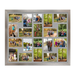AK Frames 80X70Cm Aluminum Modern Multi Photo Frame With Silver Mount - Holds 20 Apertures (18X) 6X4, (2X) 4X4 Photos - thumbnail 1