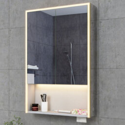 Plum&clay Arena Led Illuminated  Double Mirrored Wall Cabinet With Wireless Charger (H)900mm (W)800mm - thumbnail 2