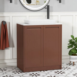 Royal Bathrooms Royal Bathroom Elmore 700mm Terracotta Clay Freestanding Countertop Bathroom Vanity Unit 2 Door With Qubix Basin