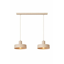 Luminosa Lighting Luminosa Velyo Bar Pendant Ceiling Light Beige 2X E27 - thumbnail 2