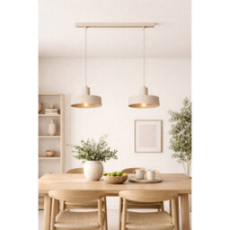 Luminosa Lighting Luminosa Velyo Bar Pendant Ceiling Light Beige 2X E27 - thumbnail 3