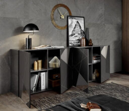 FurniComp LTD Furnicomp Giulia 4 Door Grey Gloss Sideboard With Mirrors - thumbnail 2