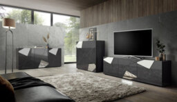FurniComp LTD Furnicomp Giulia 4 Door Grey Gloss Sideboard With Mirrors - thumbnail 4