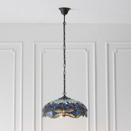 Luminosa Lighting Luminosa Dragonfly Tiffany 3 Light Medium Ceiling Pendant Bronze, Blue - thumbnail 3