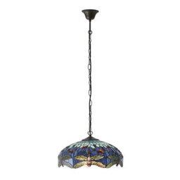 Luminosa Lighting Luminosa Dragonfly Tiffany 3 Light Medium Ceiling Pendant Bronze, Blue - thumbnail 2