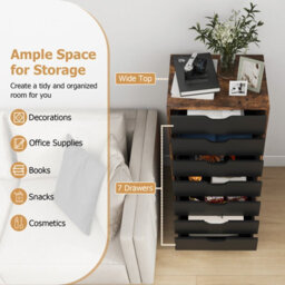Costway 7 Drawer Chest Mobile Storage Dresser Floor Cabinet Organizer W/ Wheels - thumbnail 6