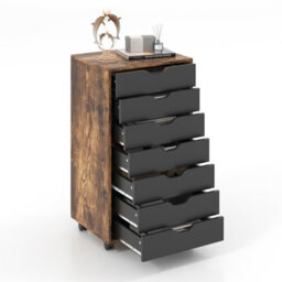 Costway 7 Drawer Chest Mobile Storage Dresser Floor Cabinet Organizer W/ Wheels - thumbnail 2