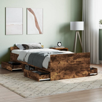 Berkfield Bed Frame With Headboard And Footboard Smoked Oak 100X200 Cm - image 1