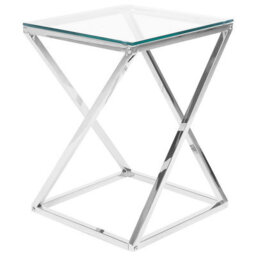 Beliani Side Table Beverly Glass Silver