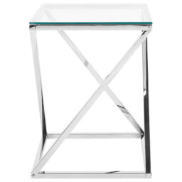 Beliani Side Table Beverly Glass Silver - thumbnail 4