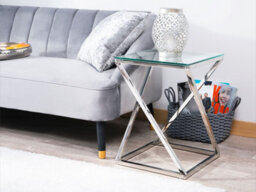 Beliani Side Table Beverly Glass Silver - thumbnail 2
