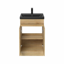 Affine 500mm Bathroom Vanity Unit Black Basin Furniture Floorstanding Soft Close Oak - thumbnail 4
