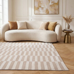 The Rugs Loft Beige And Ivory Striped Living Room Area Rug And Runners Soft Pile - thumbnail 4