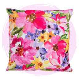 icon Indoor And Outdoor Waterproof Filled Cushion Set Of 4 Pink Watercolour Floral - thumbnail 3