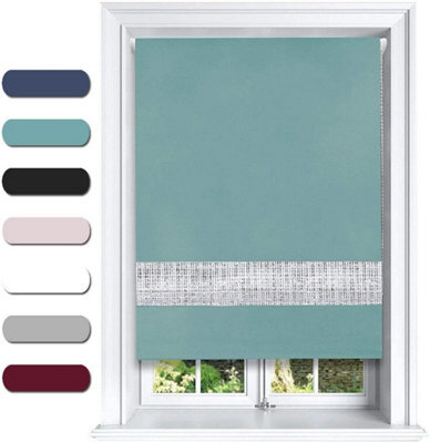 Lister Cartwright Diamante Roller Blinds For Windows - 180 X 165 Cm - Easy To Fit Child Safety Included - Duck Egg - image 1