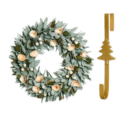 Dibor 35Cm Crocus And Berry Front Door Christmas Wreath With Tree Wreath Hanger - image 1