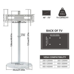 White Floor Tv Stand Heavy Duty Bracket Tv Screens - thumbnail 2