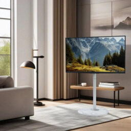 White Floor Tv Stand Heavy Duty Bracket Tv Screens - thumbnail 3