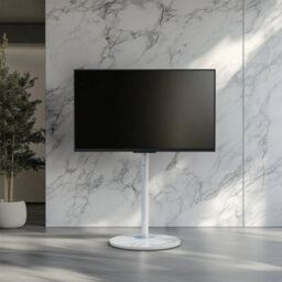 White Floor Tv Stand Heavy Duty Bracket Tv Screens - thumbnail 6