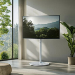 White Floor Tv Stand Heavy Duty Bracket Tv Screens - thumbnail 5