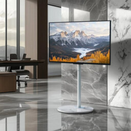 White Floor Tv Stand Heavy Duty Bracket Tv Screens - thumbnail 4