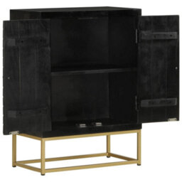 Berkfield Classic Sideboard With 2 Doors Black&gold 55X30X75 Cm Solid Wood Mango - thumbnail 4